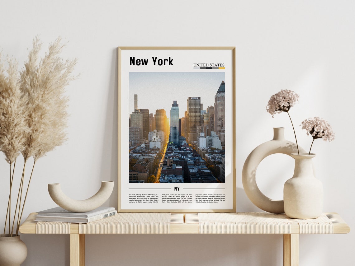 New York City Manhattan Sunset Skyline Skyscraper Glow Poster - Image 3