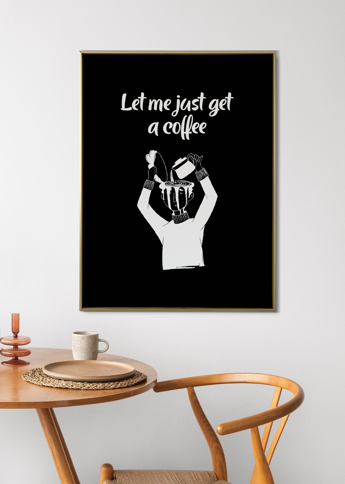 Funny Coffee Print Coffee Bar Decor Minimalist Illustration Funny Cafe Art Decoration Wall Art Kitchen Poster - Image 2