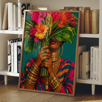 Afro Woman Portrait Art Print, Afrocentric Wall Art