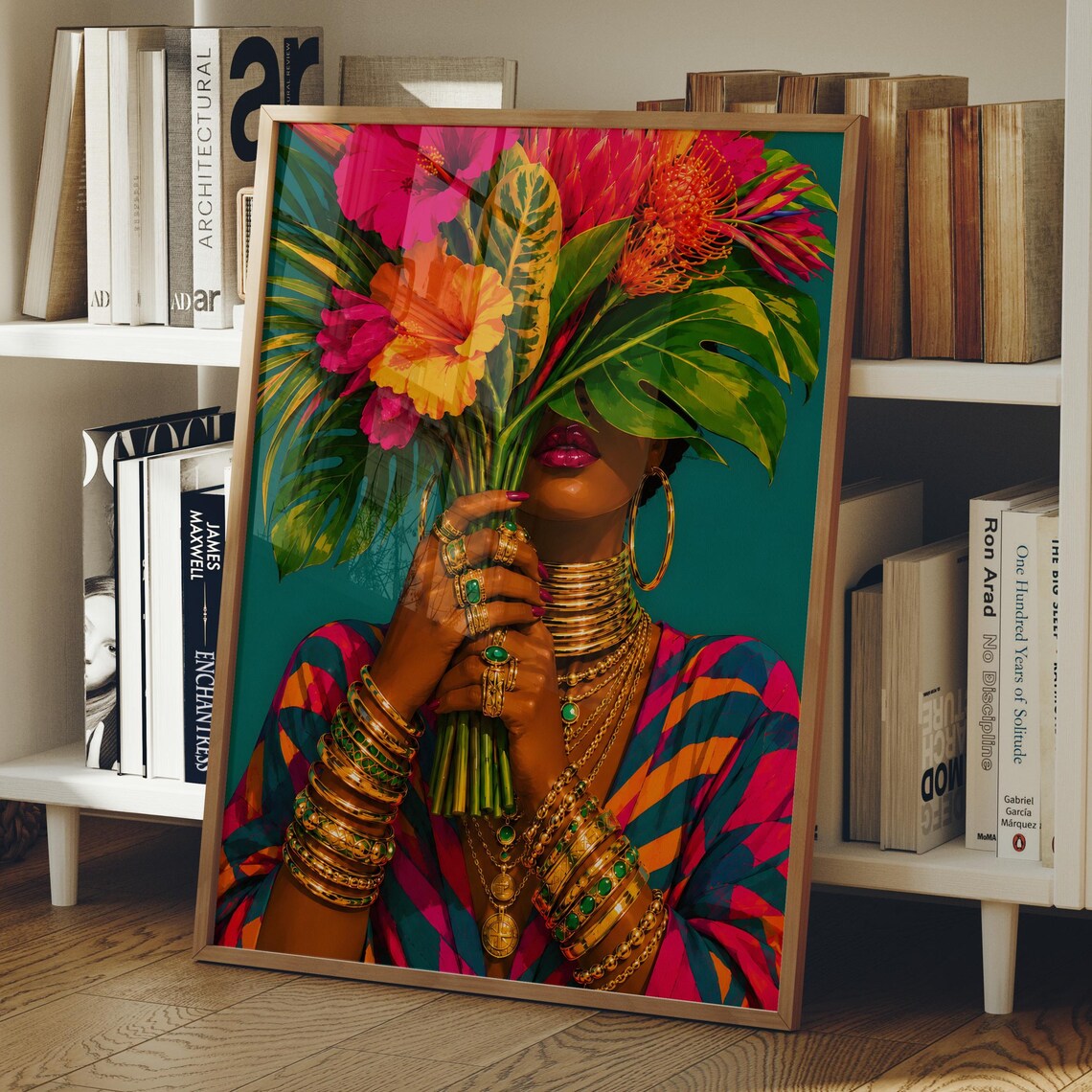 Afro Woman Portrait Art Print, Afrocentric Wall Art