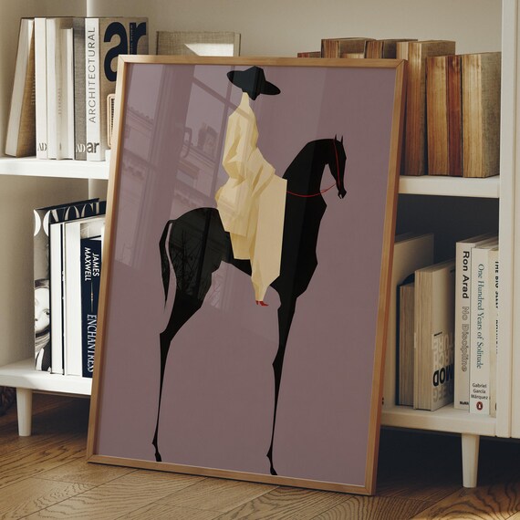 Abstract Horse Rider Art Print Modern Japandi Wall Minimalist Living Room Decor Digital Download
