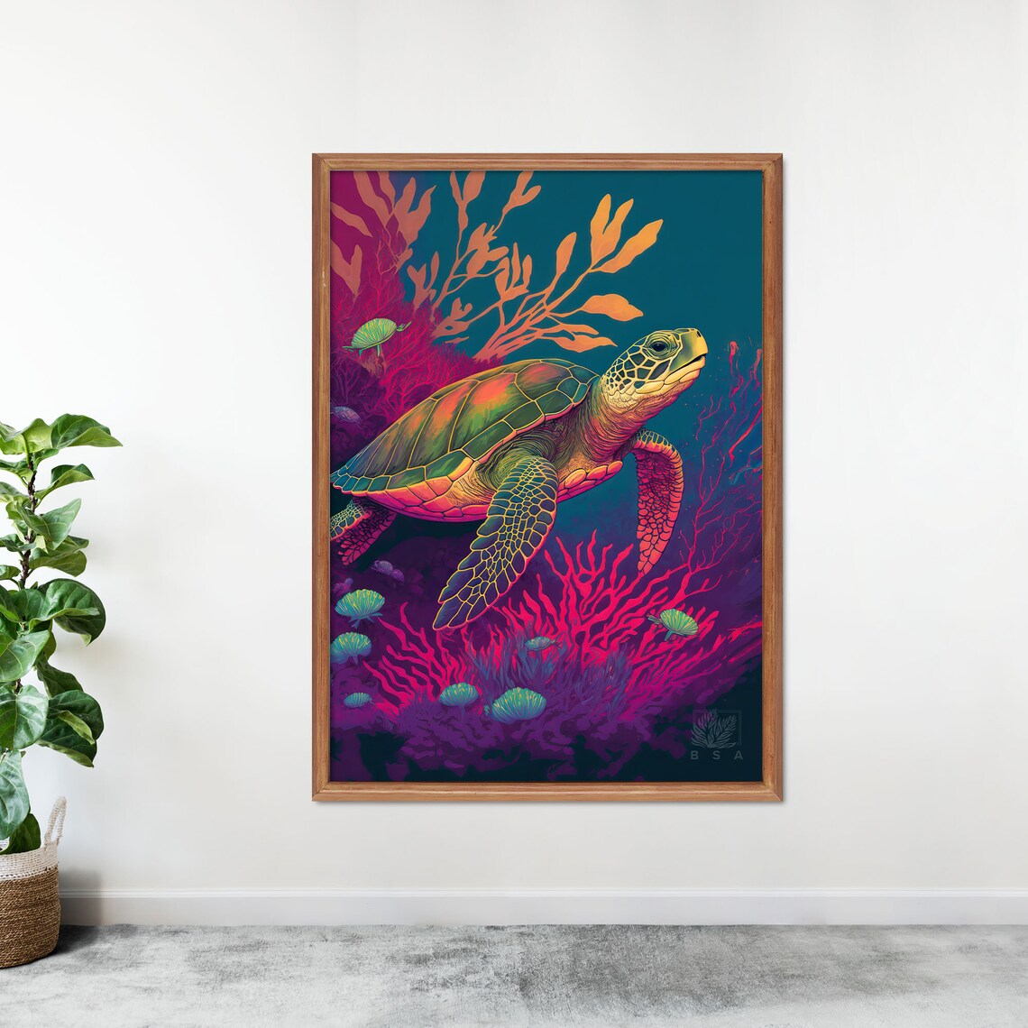 Ocean Sea Turtle Poster Airbnb Vacation Home Decor Modern Chic Art Prints - Image 3
