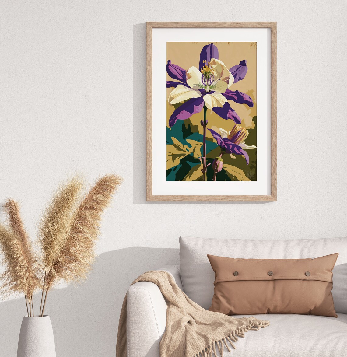 Colorado Blue Columbine Wildflower Golden Alpine Meadow Art Poster - Image 2