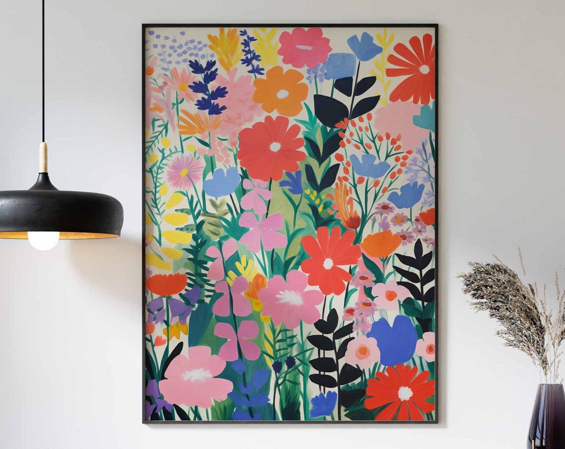 Wildflower Garden Bouquet On Ivory Painterly Botanical Art Poster