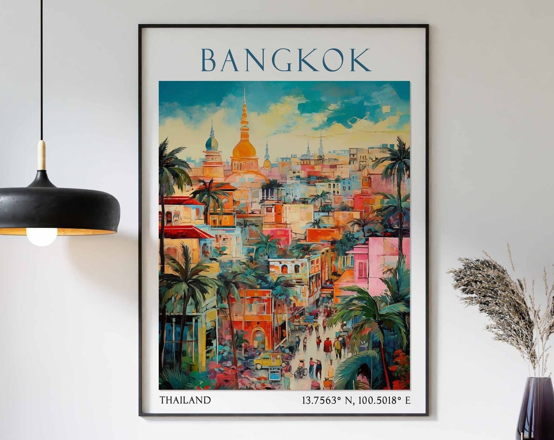 Bangkok Travel Print Bangkok Travel Poster Asian Travel Poster Southeast Asia Decor Thailand Wall Art Home Decor Thailand Wall Decor