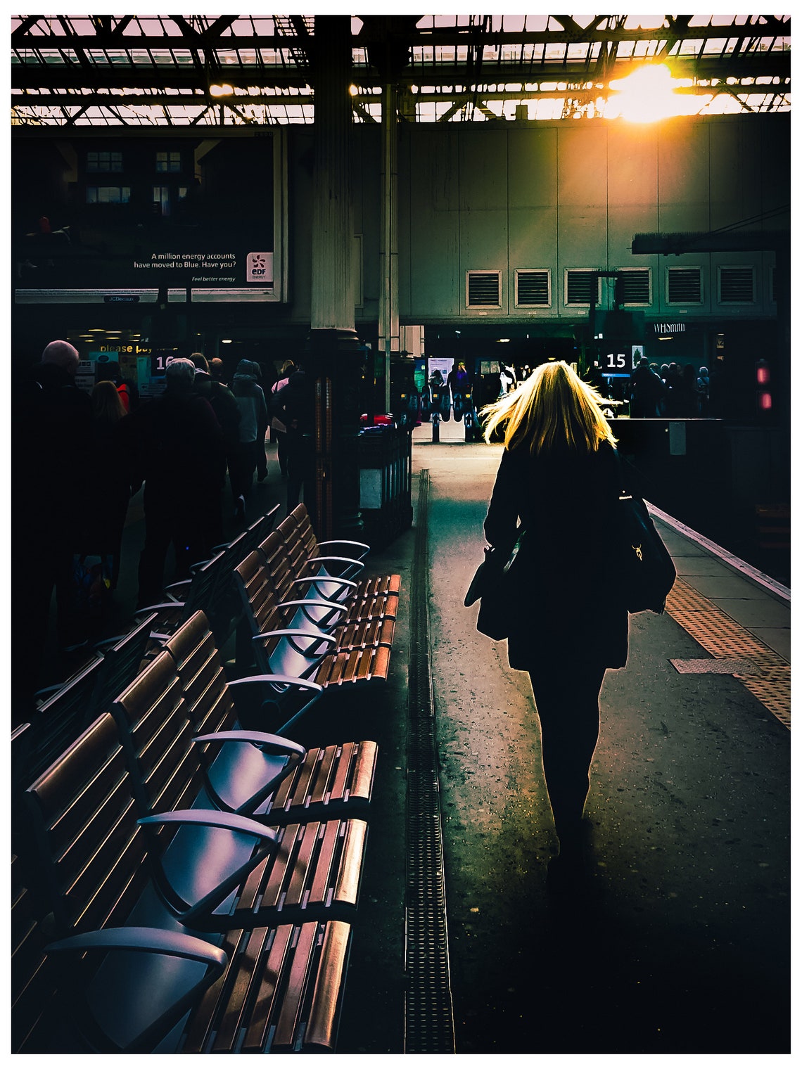 Everyday Drama Train Station Sunset Silhouette Photography Art Print