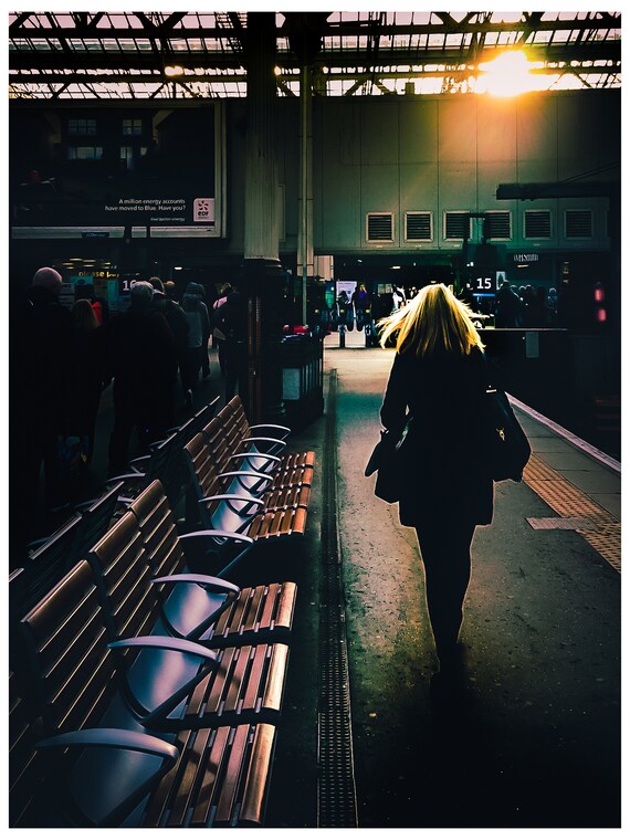 Everyday Drama Train Station Sunset Silhouette Photography Art Print