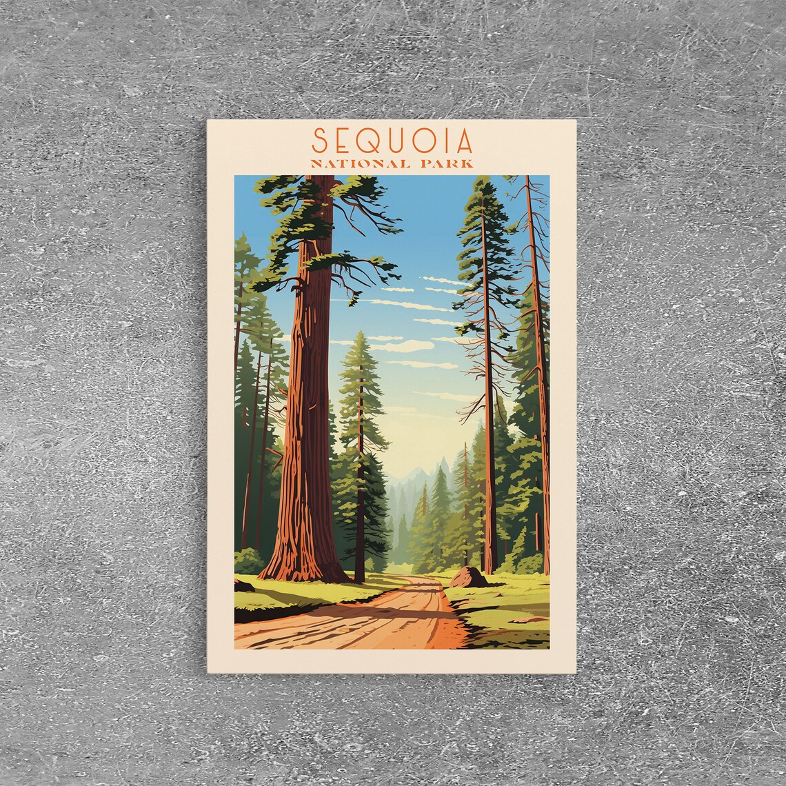 Sequoia National Park Giant Redwood Forest Road Travel Poster - Image 2