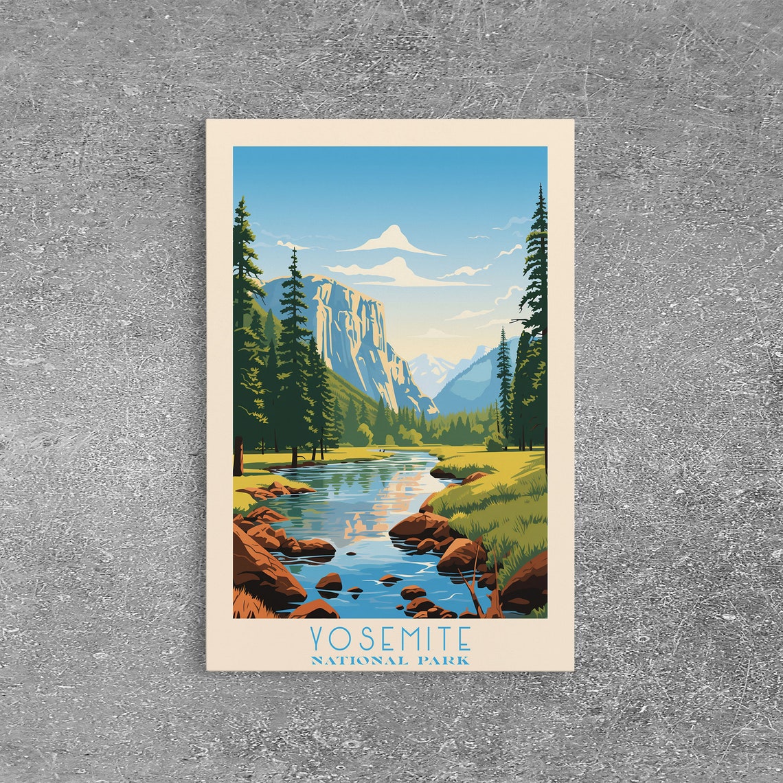 Yosemite National Park Daytime Valley River Cliffs Travel Poster - Image 3