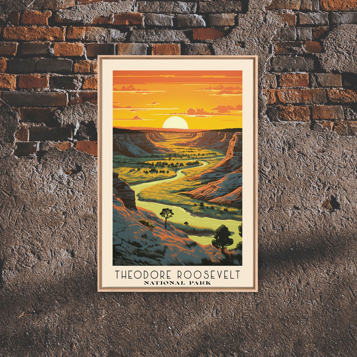 Theodore Roosevelt National Park Badlands Sunset River Travel Poster - Image 2