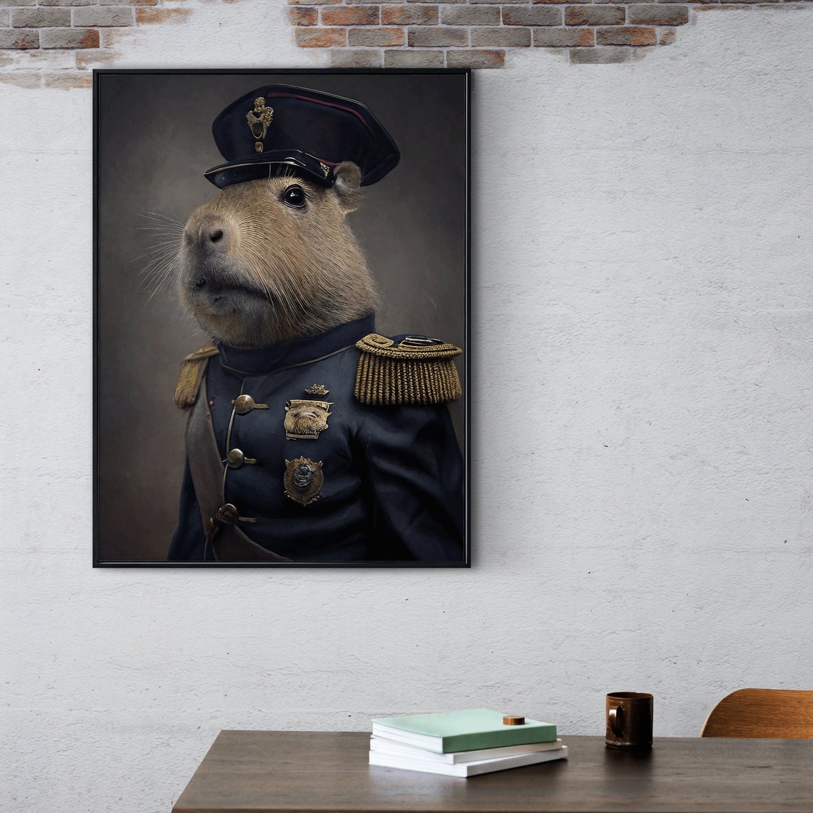 Capybara Naval Officer Uniform Funny Animal Portrait Art Poster - Image 2