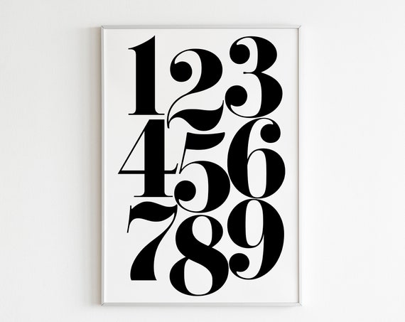 Numbers Wall Art Poster Scandinavian Poster Minimalist Print Affiche Scandinave Numbers Poster Nursery Poster Kids Room Print