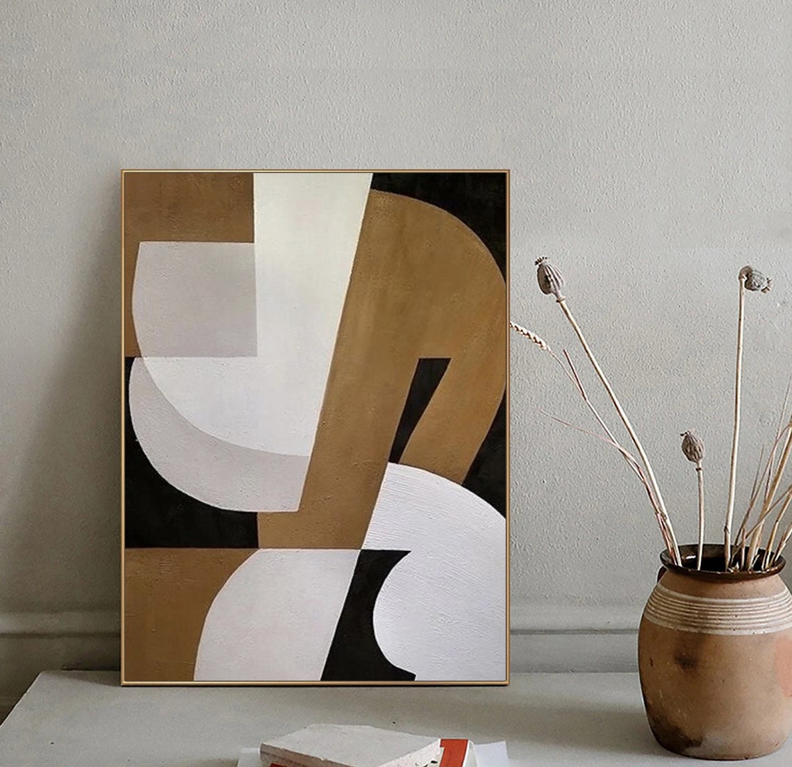 Brown And White Abstract Painting Black White Minimalist Painting On Modern Abstract Painting Neutral Art Work Wabi Sabi Wall Art - Image 5