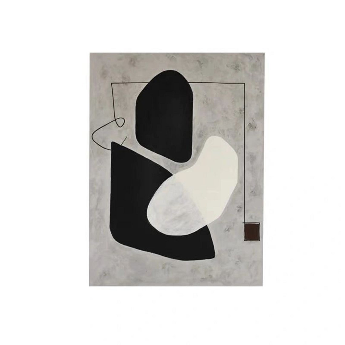 Black White Organic Shapes Abstract Gray Modern Gallery Art Poster - Image 2
