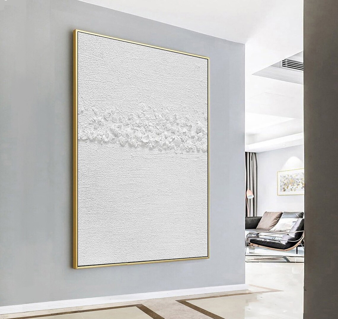 Nice White Minimalist Painting White 3d Textured Wall Art White Abstract Painting White Wabi Sabi Abstract Wall Art For Home Wall Decor - Image 4
