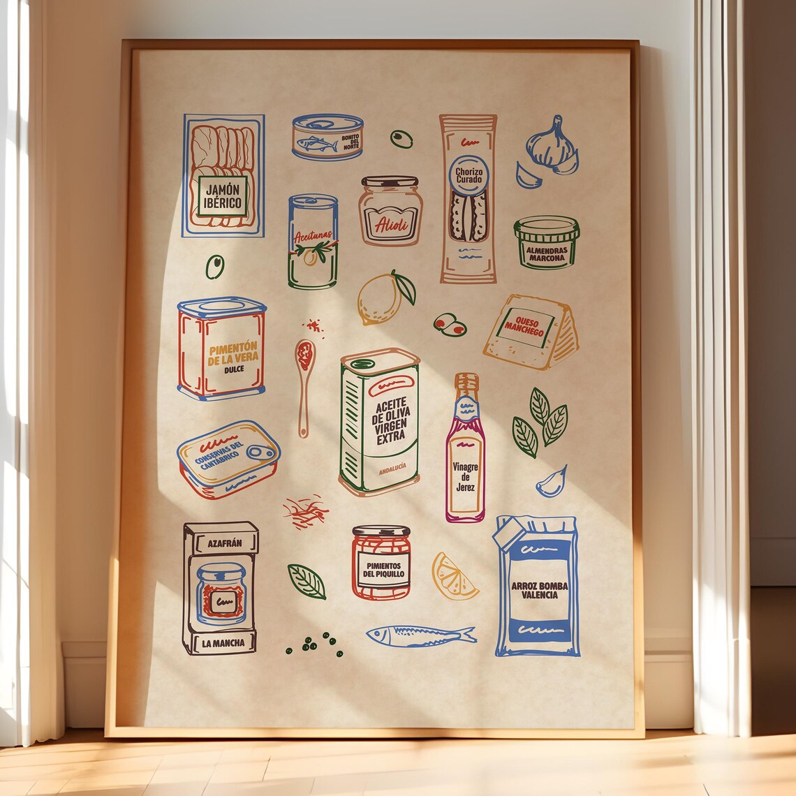 Spanish Pantry Vintage Food Illustration Art Print