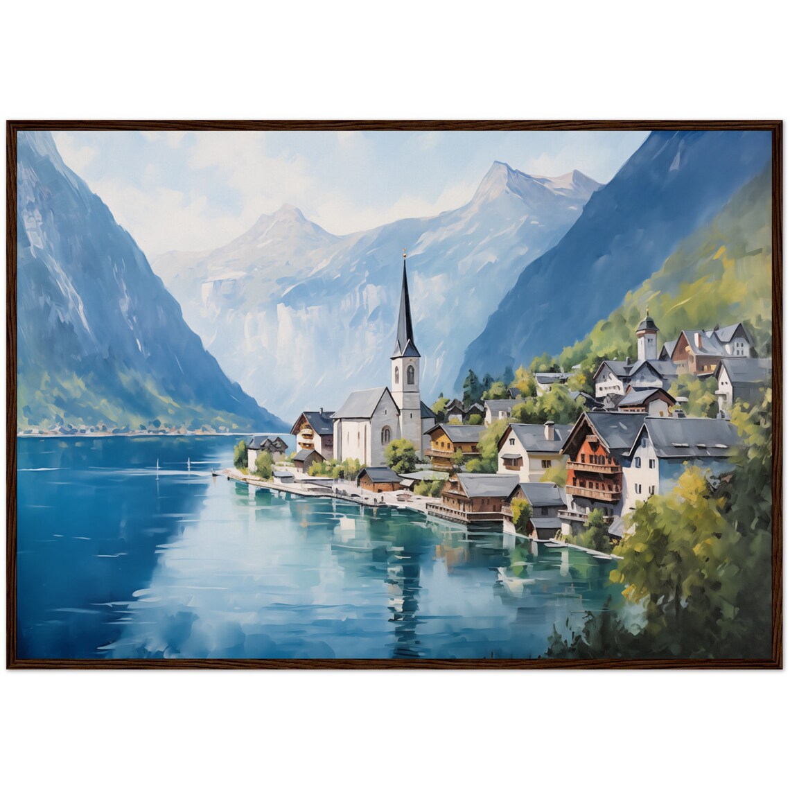Hallstatt Austria Oil Painting Travel Art Print