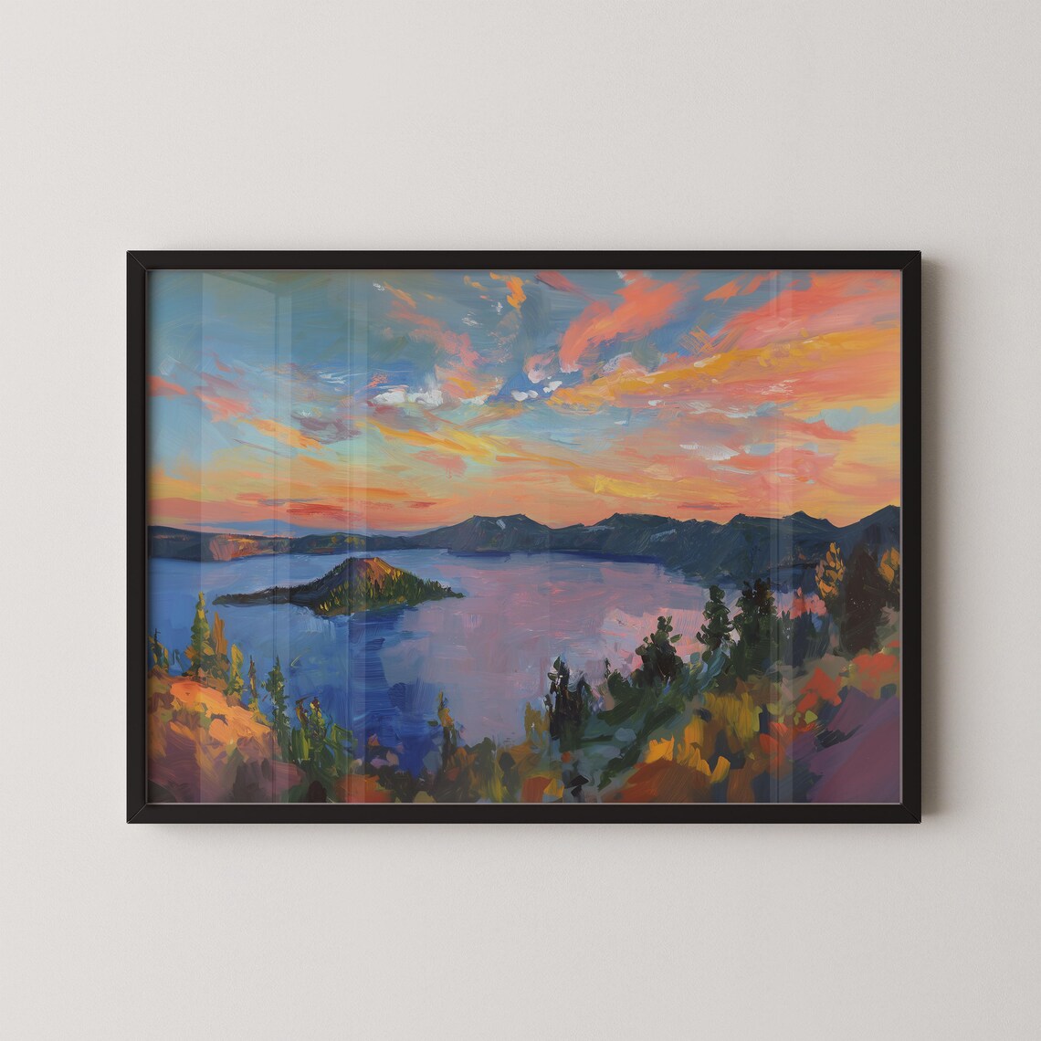 Crater Lake National Park, Panoramic Sunset Art Print