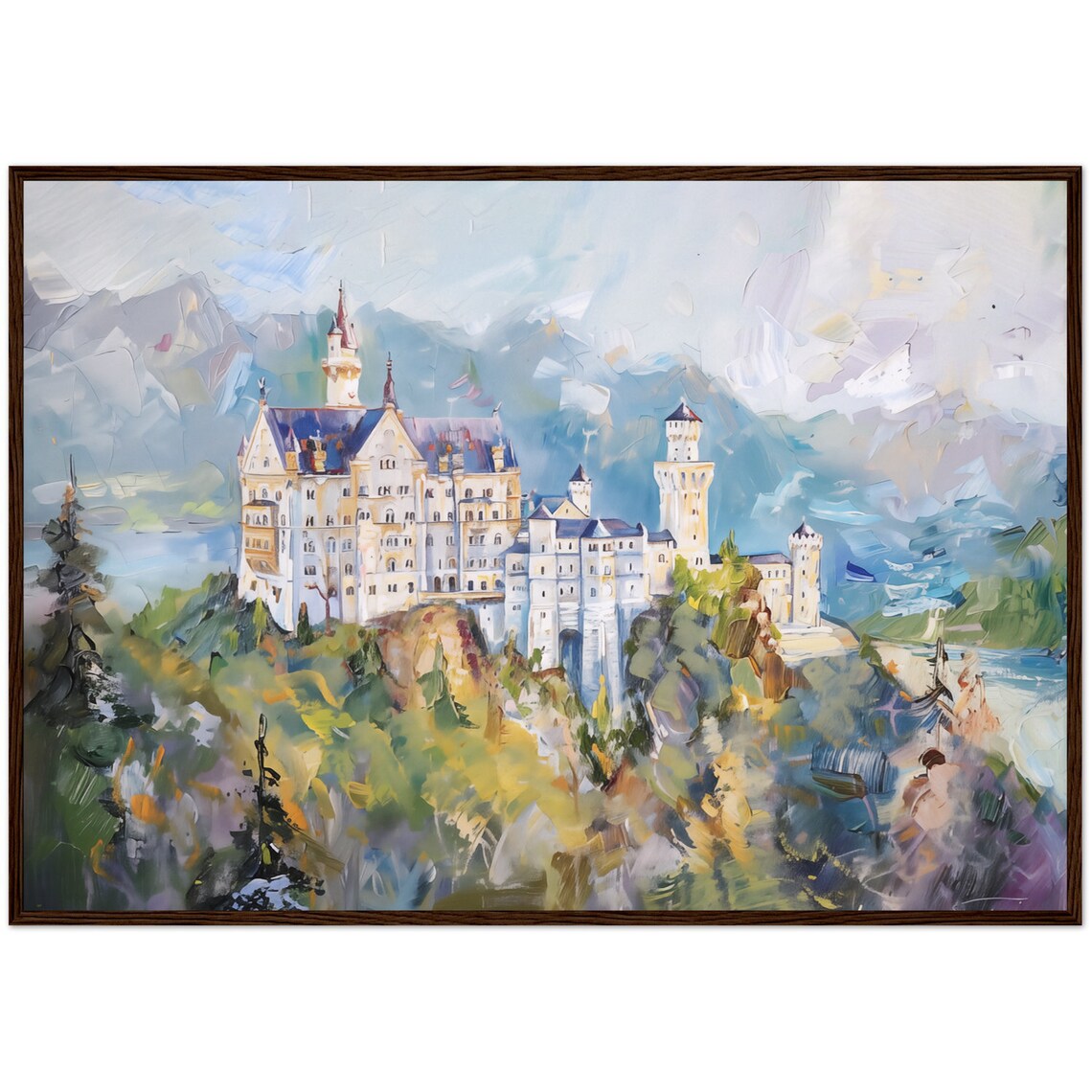 Neuschwanstein Castle Painting Germany Travel Poster