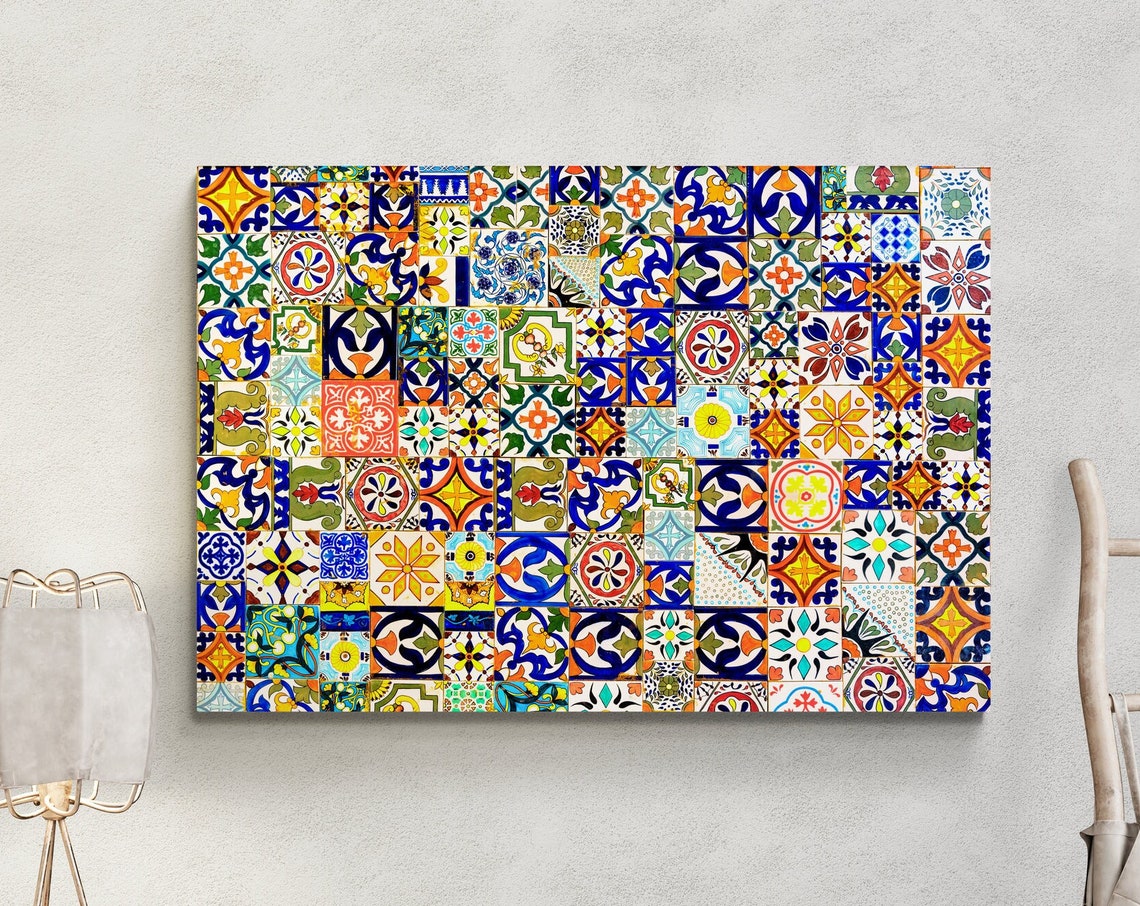Moroccan Mosaic Tile Patchwork Mediterranean Kitchen Decor Poster