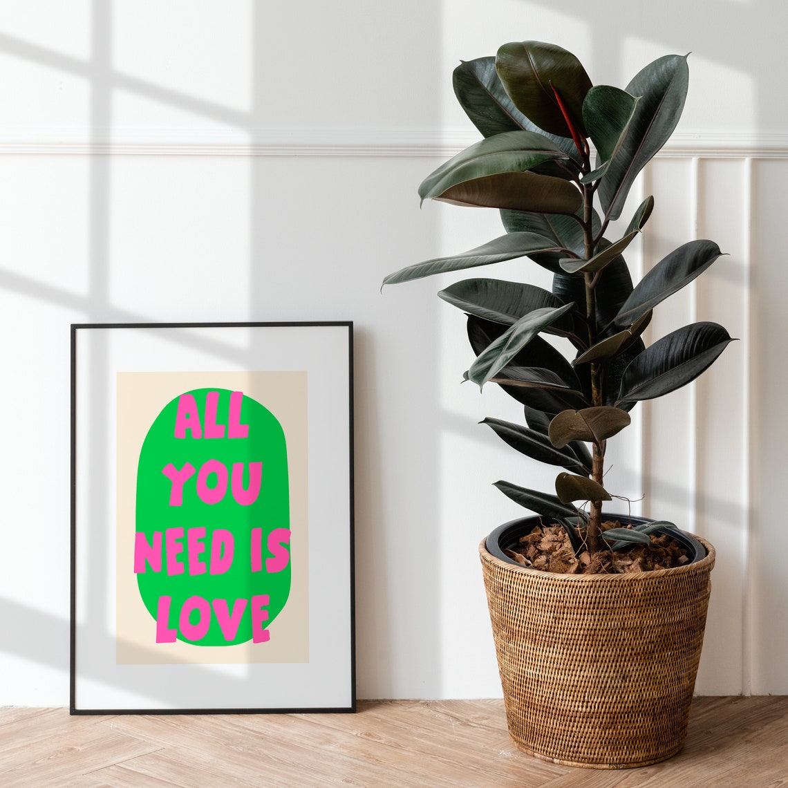 All You Need Is Love Neon Green Pink Retro Maximalist Decor Poster
