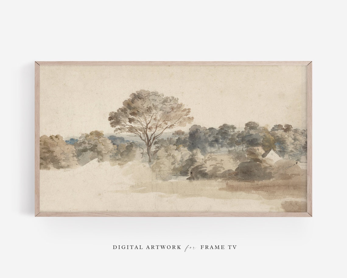 Vintage Art For Frame Tv Art Vintage Painting Landscape Print Landscape Painting Antique Painting Neutral Tv Wall Art