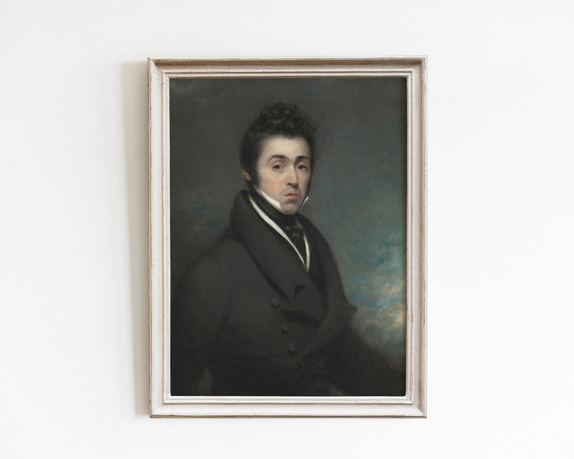 Vintage Man Portrait Print Antique Portrait Painting Man Painting Portrait Oil Painting Vintage Wall Art Traditional Artwork