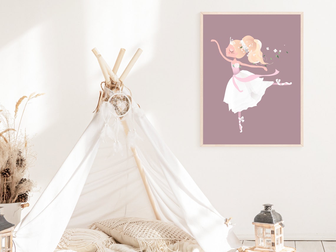 Graceful Ballerina Art Ballet Dancer Nursery Decor Ballerina Girls Room Wall Art Feminine Girls Nursery Art - Image 4