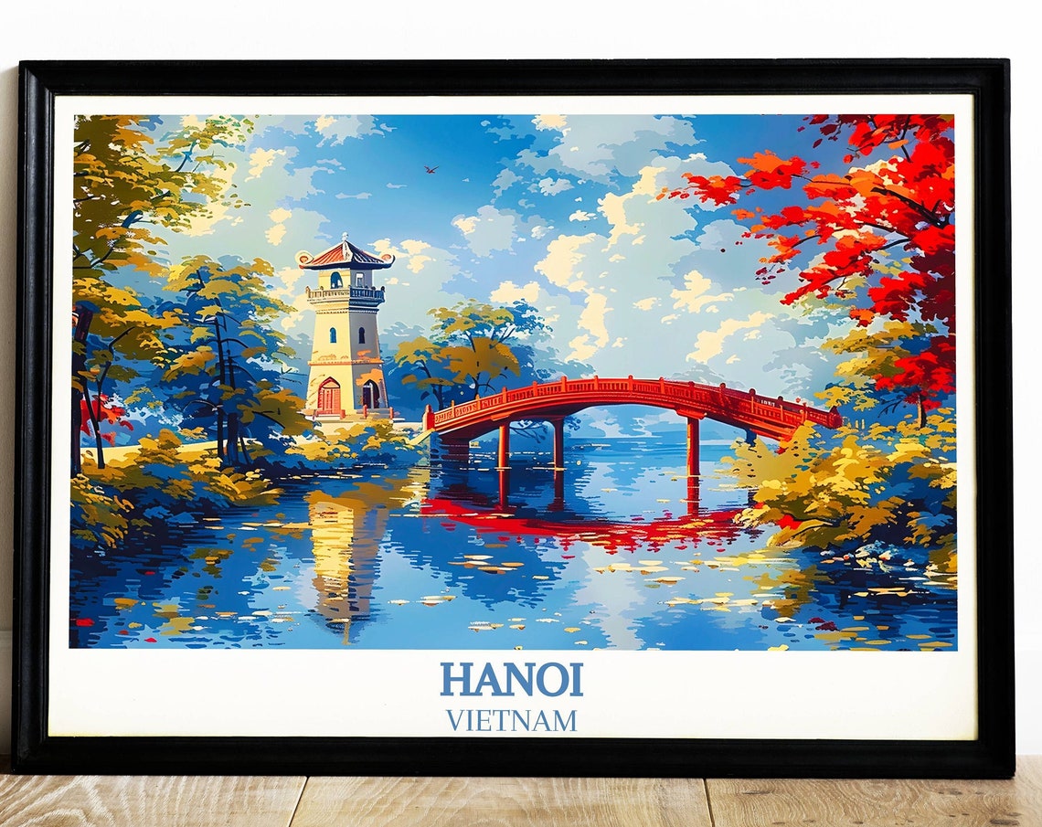 Hanoi Art Print Hon Kim Lake Travel Gift Posters Hanoi Travel Poster Vietnam Art Collection Asian Prints Housewarming Gifts