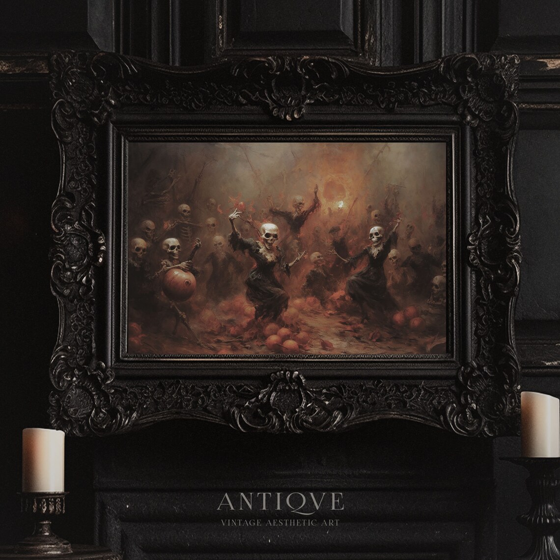Skeletons Having A Great Party Halloween Art Print - Image 4