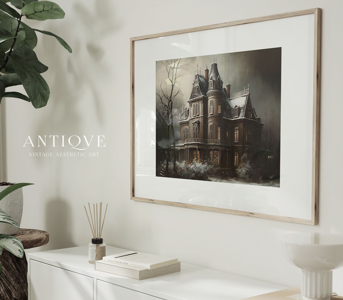 Gloomy Victorian Mansion Haunted House Art Print - Image 4
