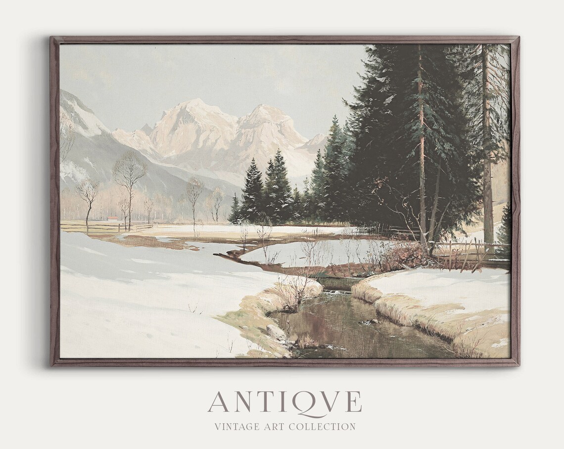 Snowy Landscape Winter Painting Art Print
