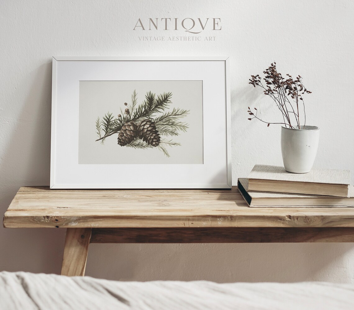 Winter Pinecones Christmas Botanical Rustic Art Print - Image 4