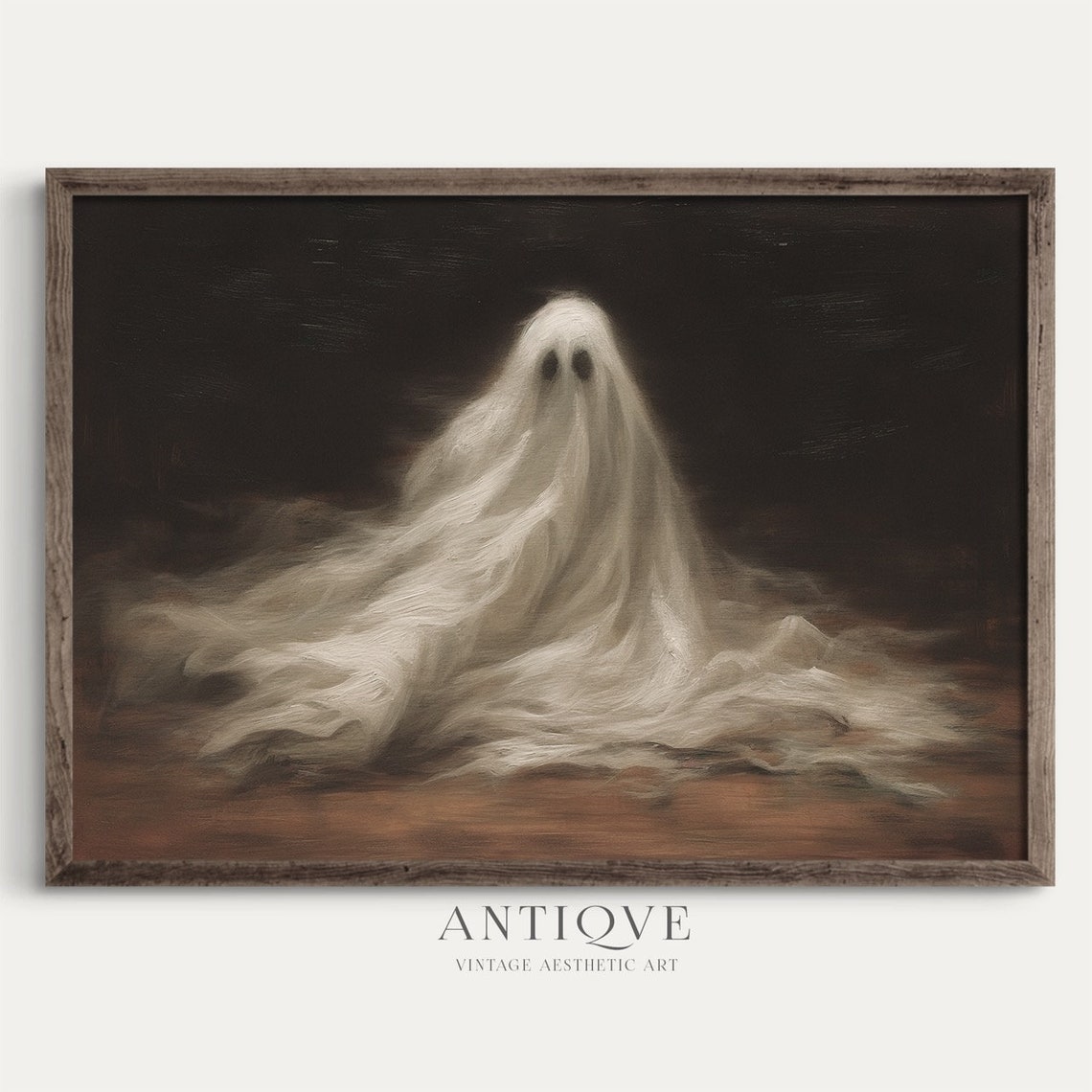 Moody Halloween Cute Ghost Art Print - Image 3