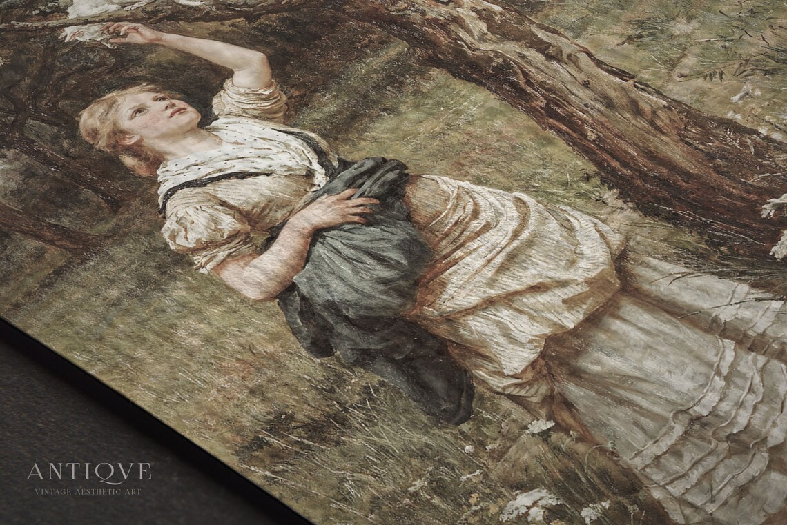 Vintage French Country Girl in Forest Art Print - Image 4