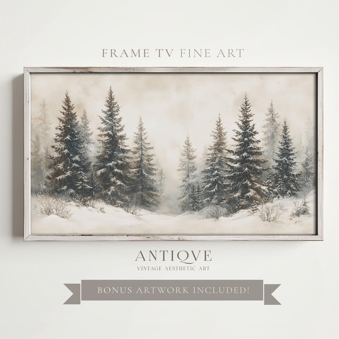 Wrapped Gifts Christmas Art, Neutral Rustic Decor - Image 2