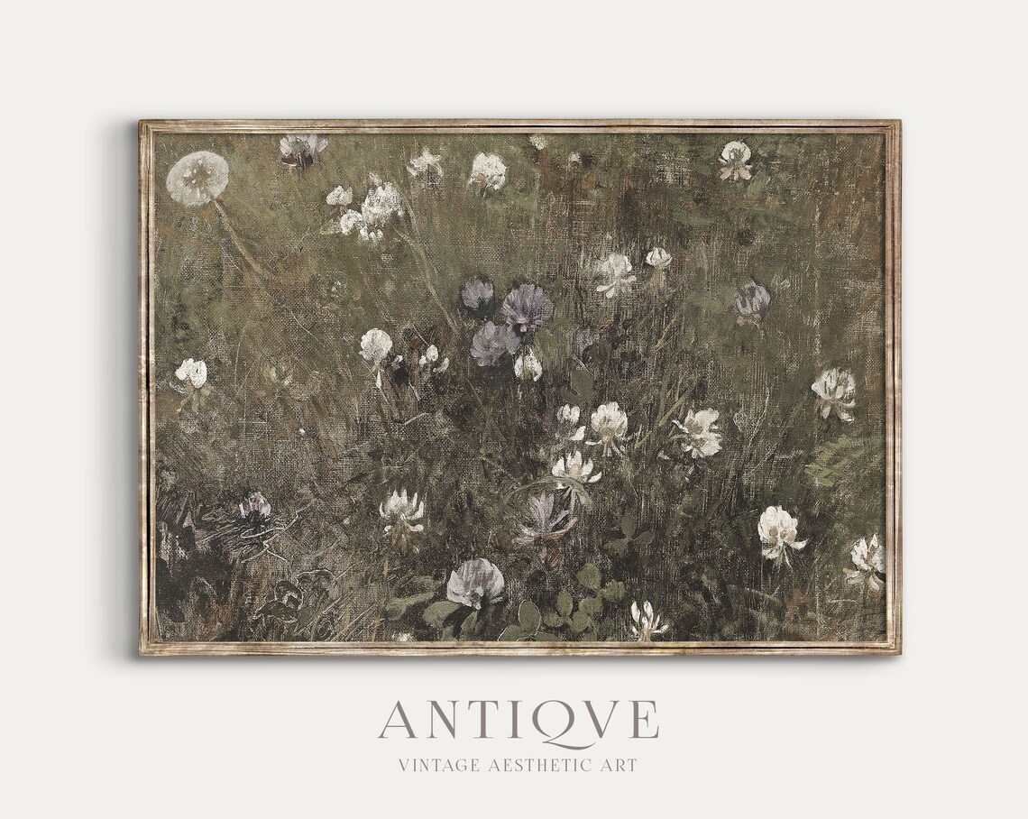 Vintage Country Field White Flowers Art Print