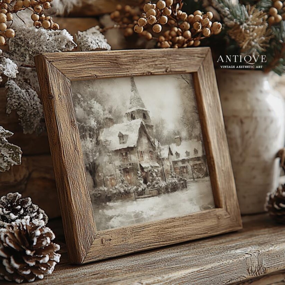 Christmas Village Square, Rustic Christmas Decor - Image 2