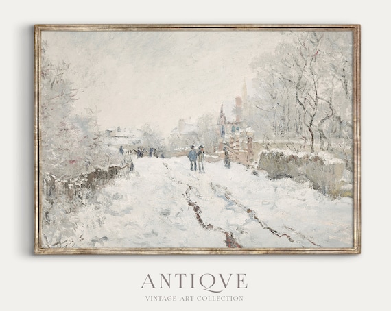 Vintage Winter Paris Snowy Bridge Art Print