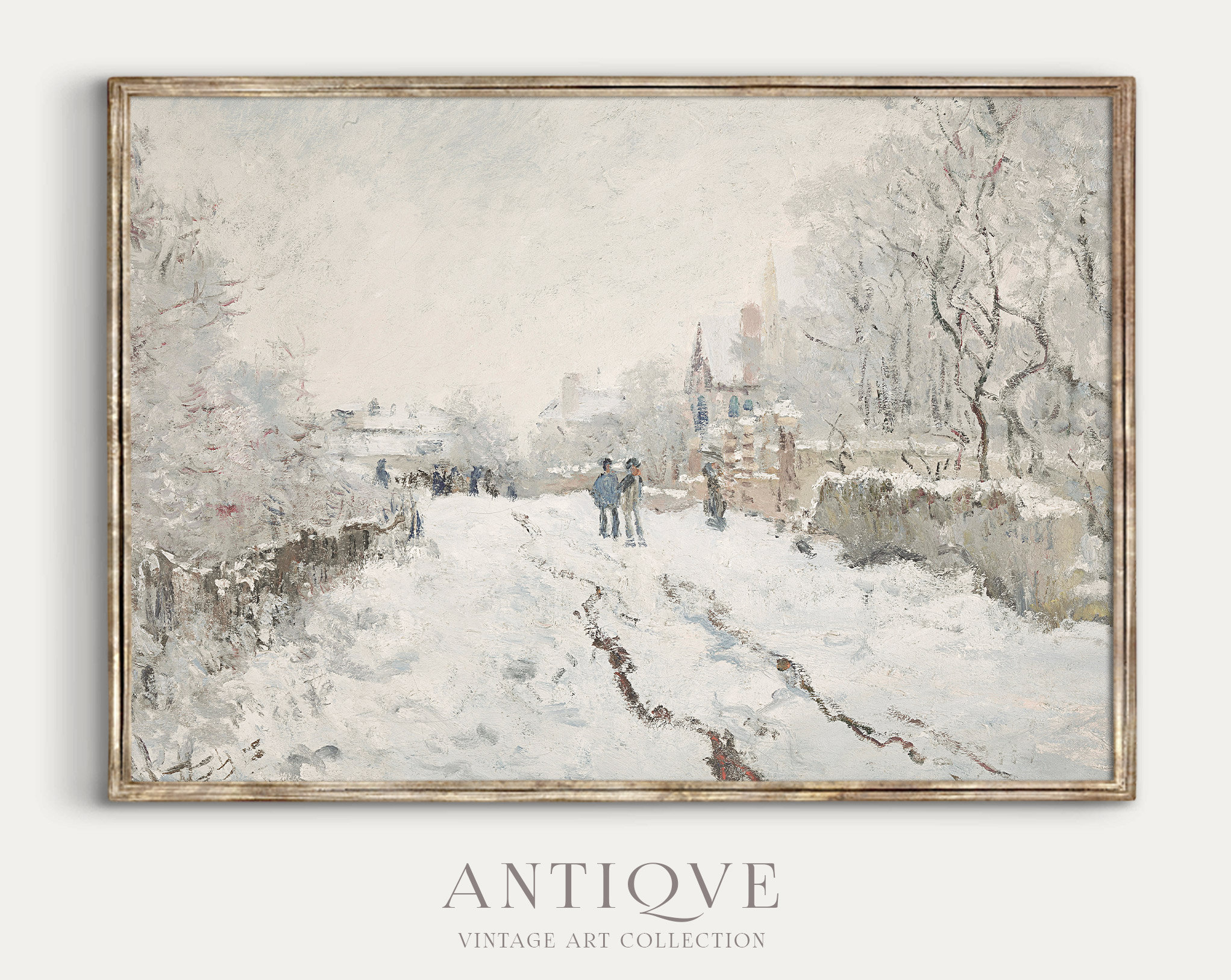 Vintage Winter Paris Snowy Bridge Art Print