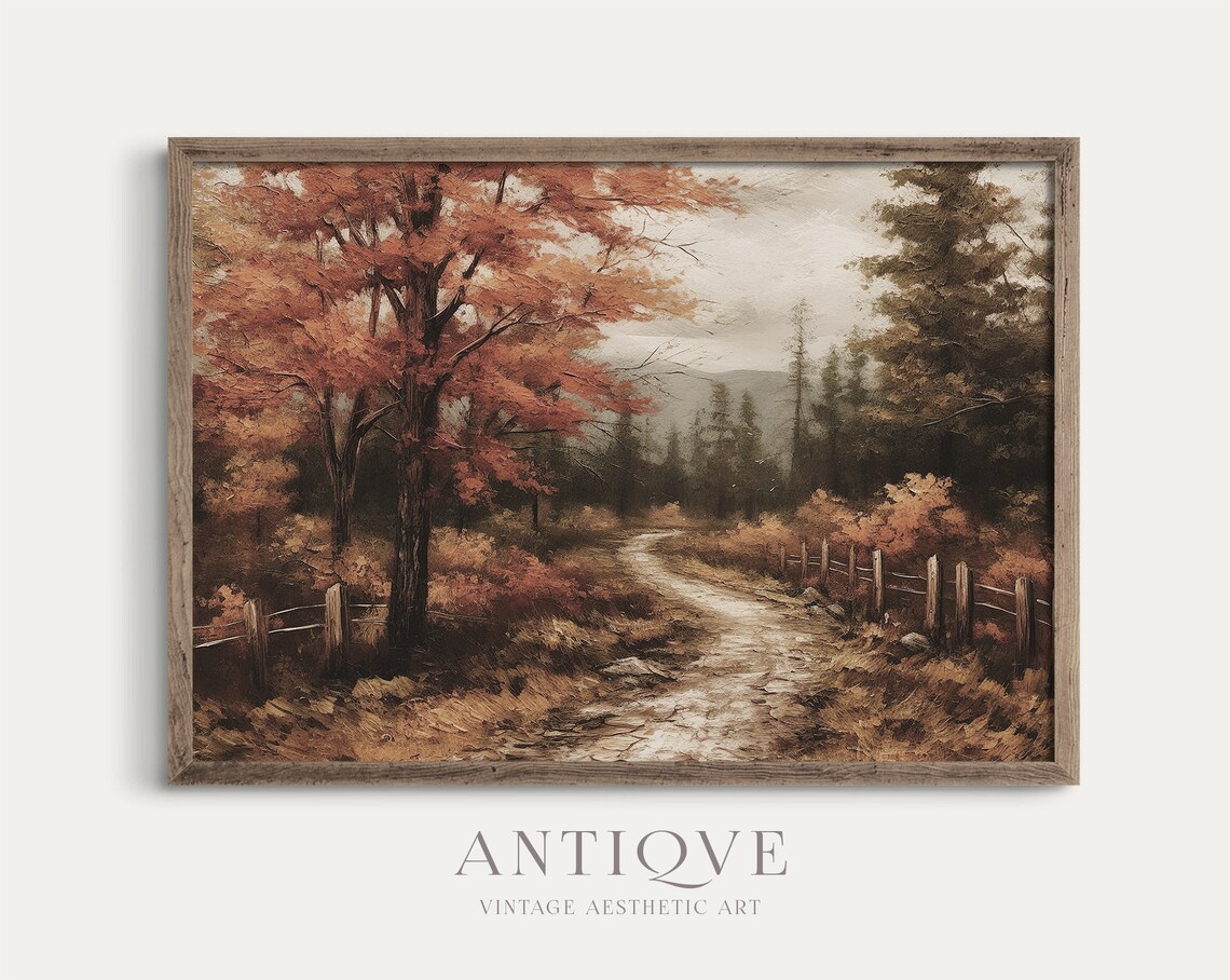 Wooden Cottage in Autumn Woodlands, Rustic Fall Art Print