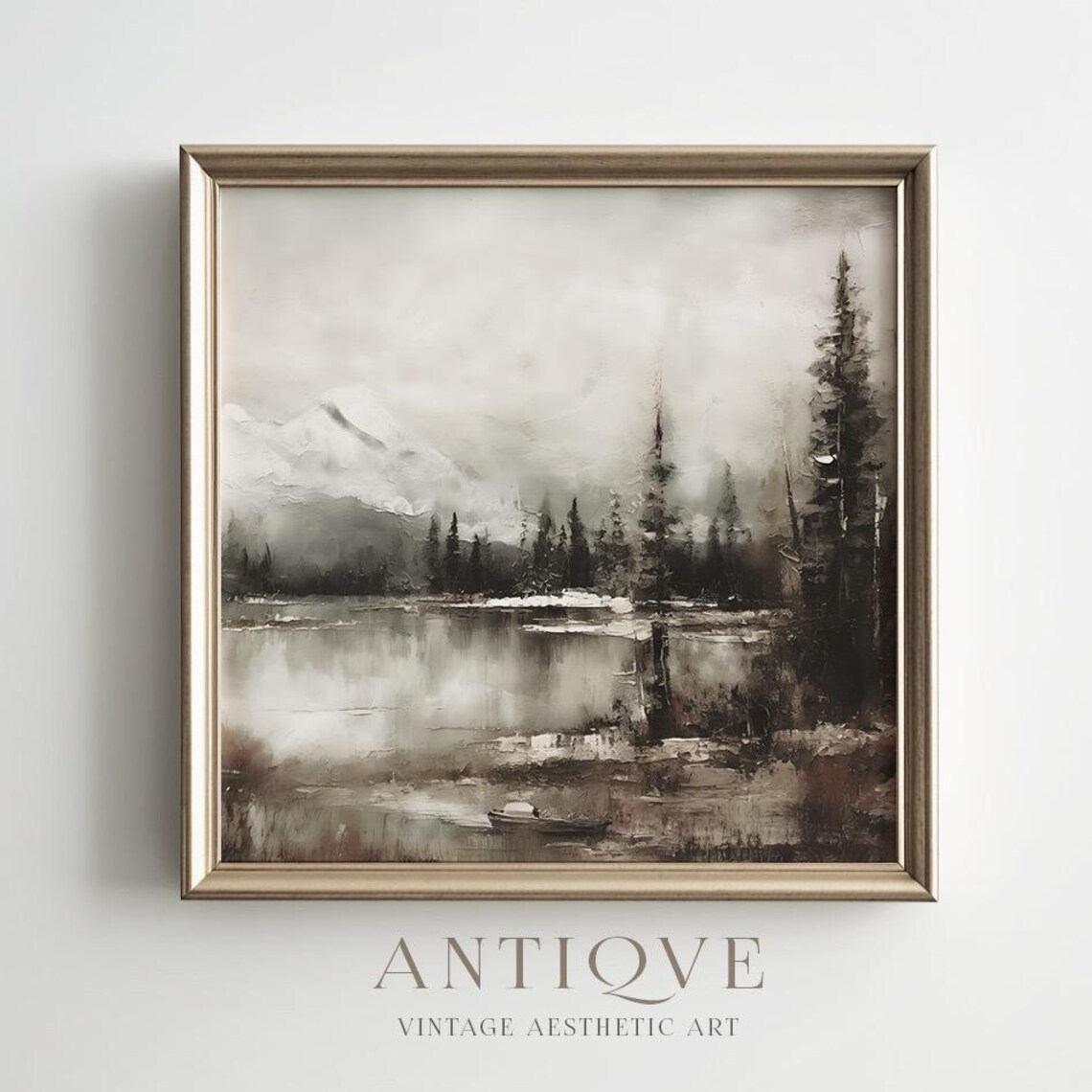Winter Snowy Landscape Painting, Rustic Christmas Decor - Image 2