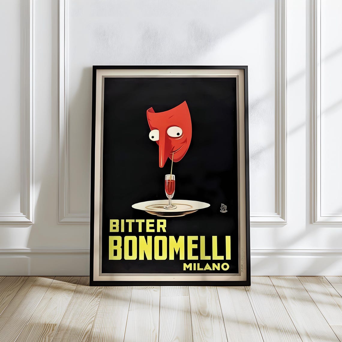 Bitter Bonomelli Poster Milano Aperitif Ad Vintage Italian Bar Wall Art Surreal Cocktail Print
