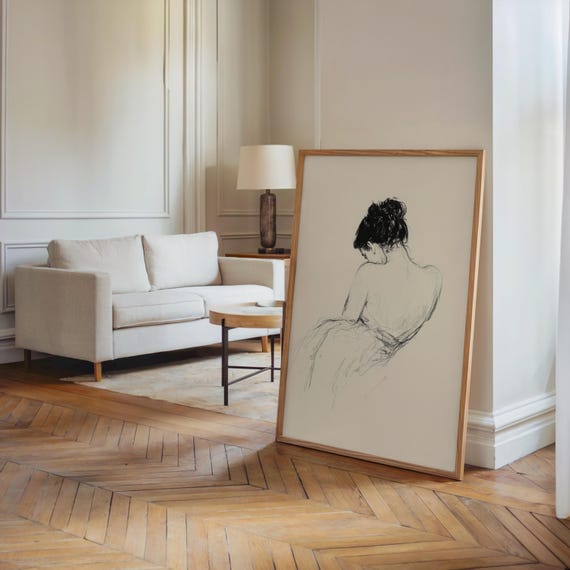 Minimalist Woman Sketch Line Drawing Portrait Print