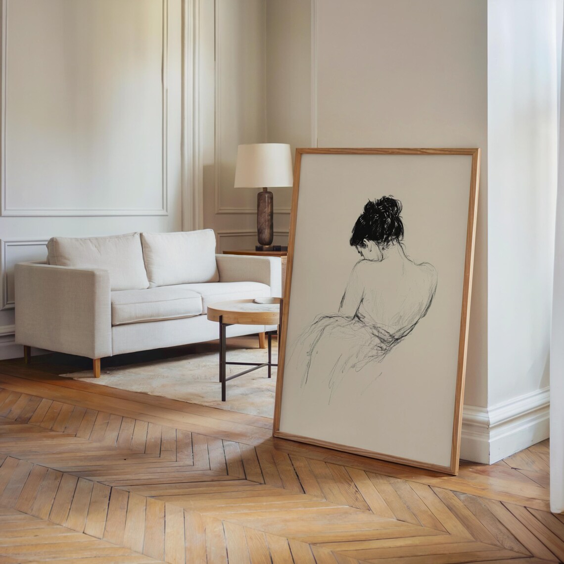 Minimalist Woman Sketch Line Drawing Portrait Print