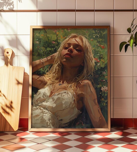 Picnic Sleeping Girl Portrait, Painterly Realism