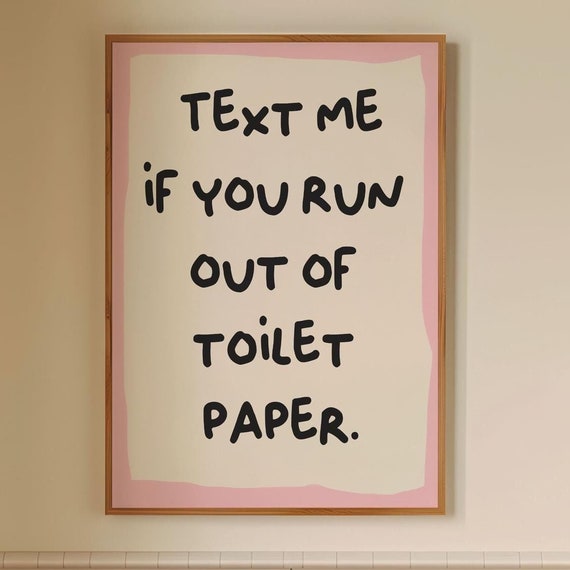 Bathroom Wall Decor Humorous Posters Funny Art Typography Poster Dorm Apartment Print Toilet Pink