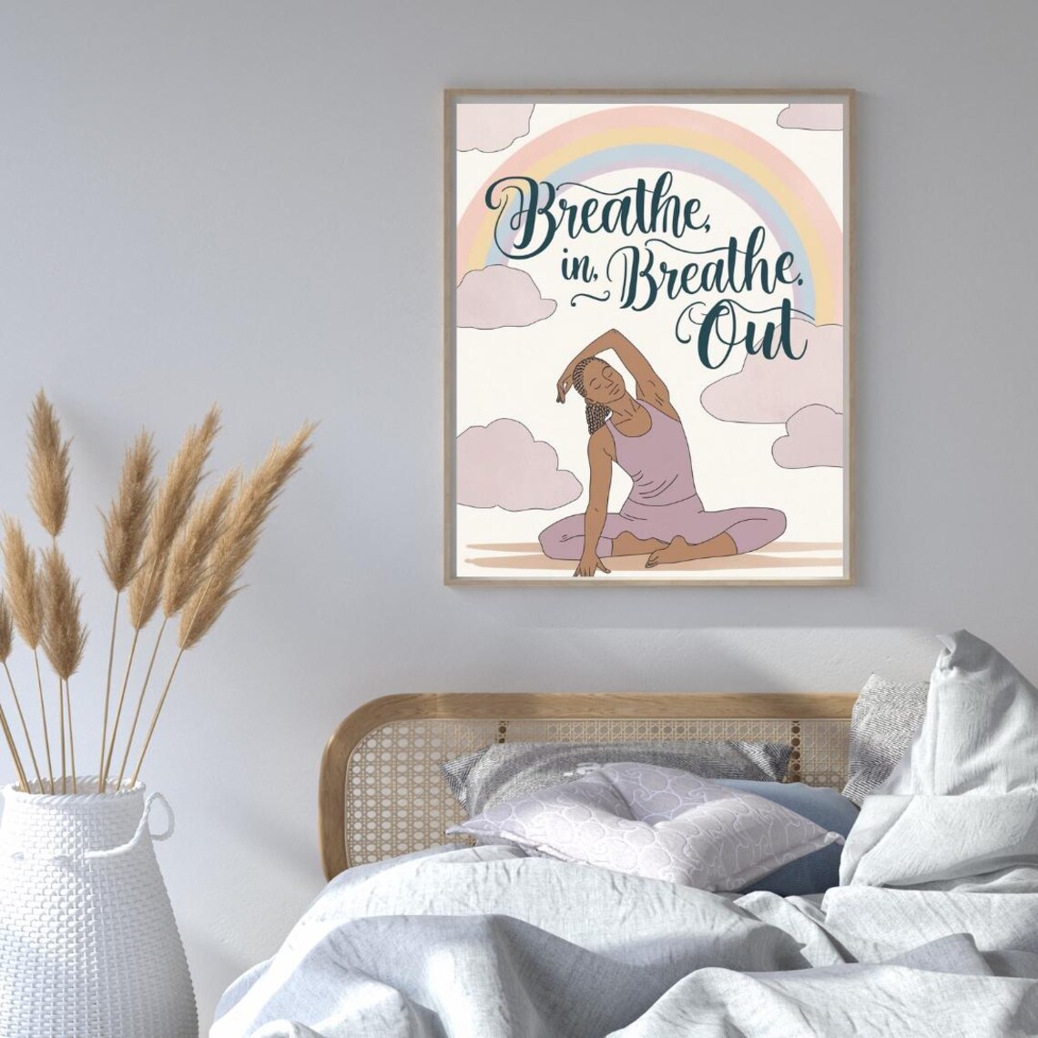 Breathe In Breathe Out Rainbow Yoga Stretching Script Poster - Image 4