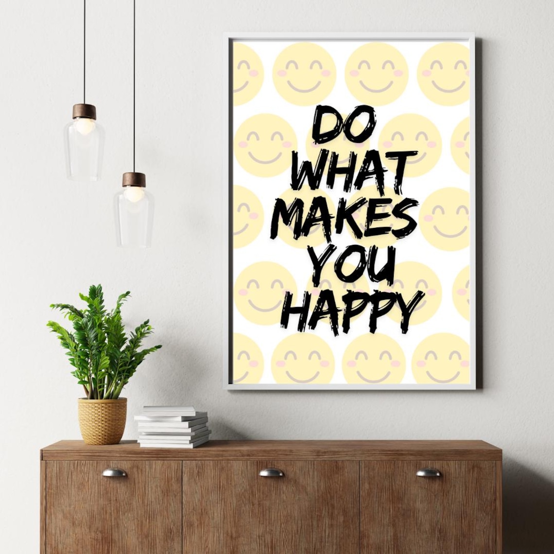 Do What Makes You Happy Smiley Faces Retro Bold Quote Poster - Image 2