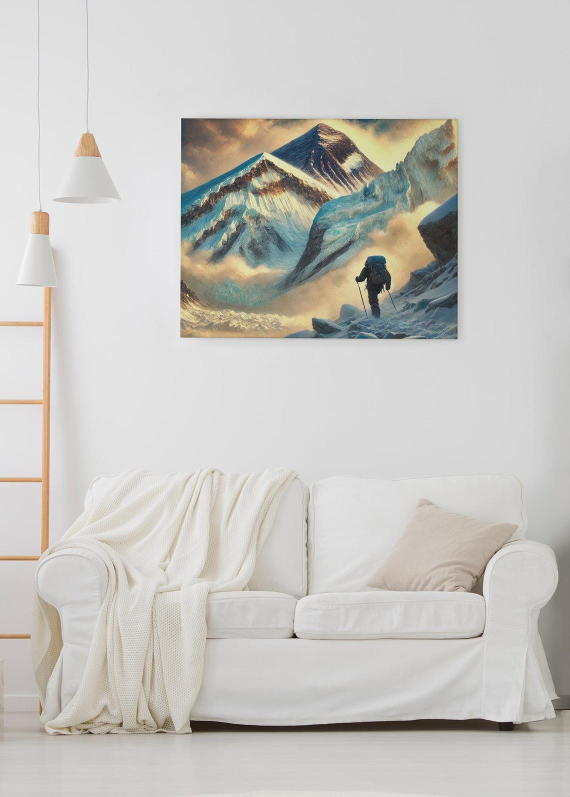Mount Everest Wall Art Hiking Adventure Print Mountain Climber Snowy Peak Landscape Decor - Image 2